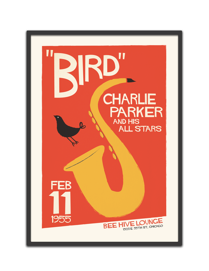 Charlie Parker, Live in The Bee Hive, 1955, Fine Art Framed