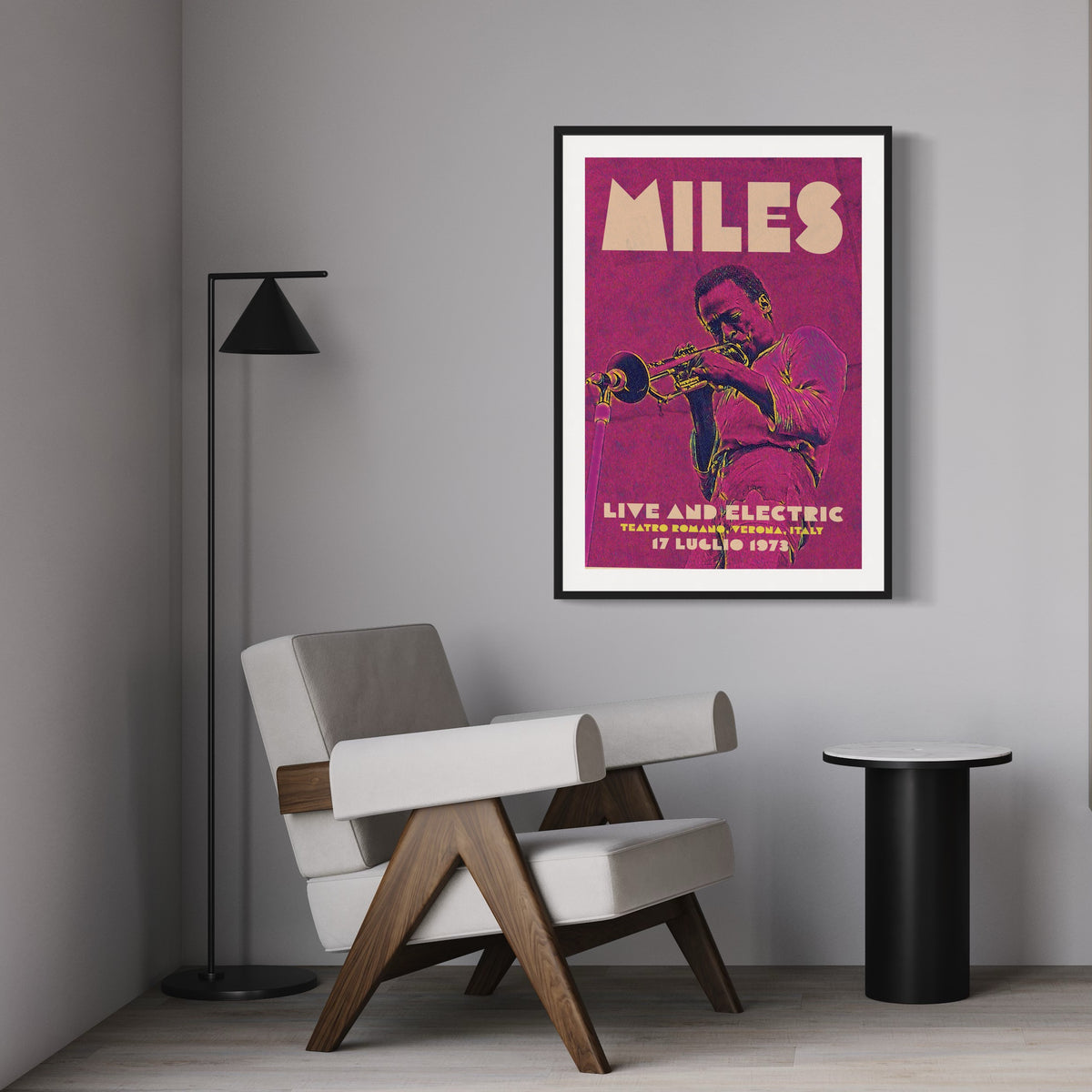 Miles Davis, Live in Italy 1973, Fine Art Framed