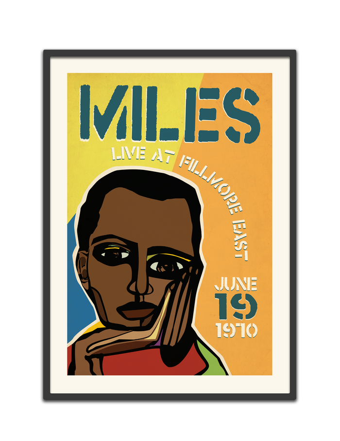 Miles Davis, Live at the Fillmore East Cubism Print 1970 , Fine Art Framed