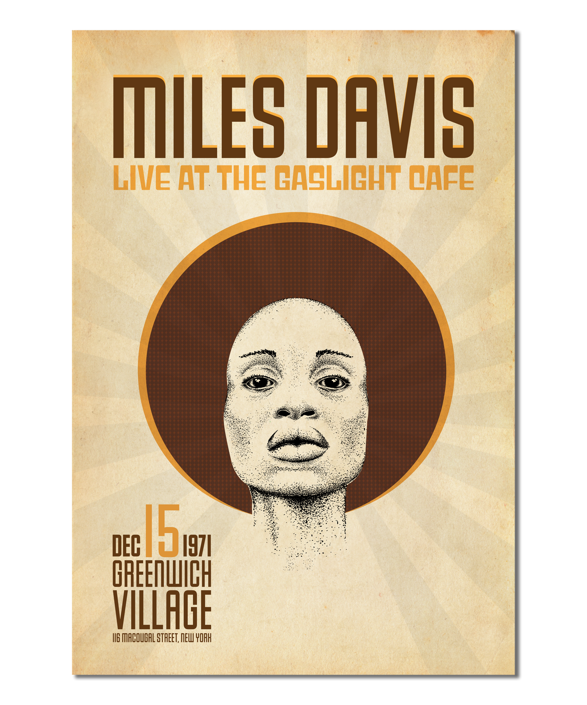 Miles Davis Live at the Gaslight Cafe in New York, 1971 Concert Print