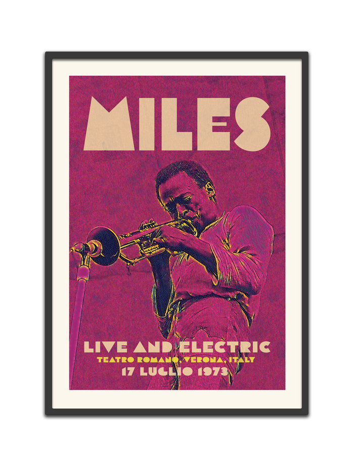 Miles Davis, Live in Italy 1973, Fine Art Framed