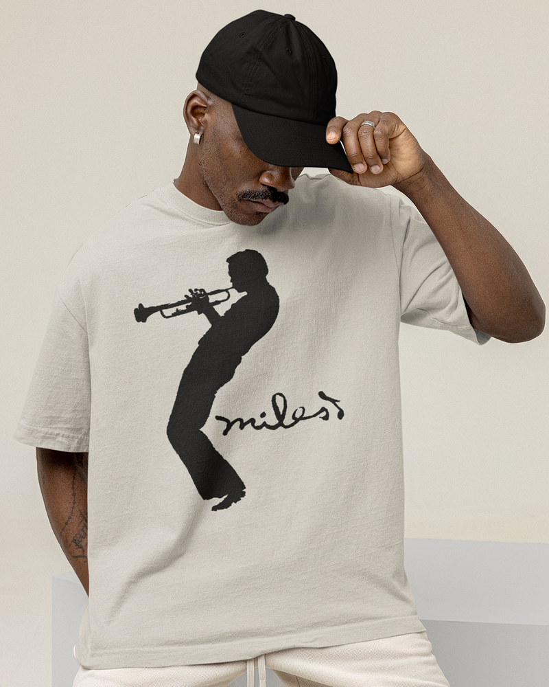 Miles Davis Silhouette Greige Color T-Shirt (Officially Licensed)