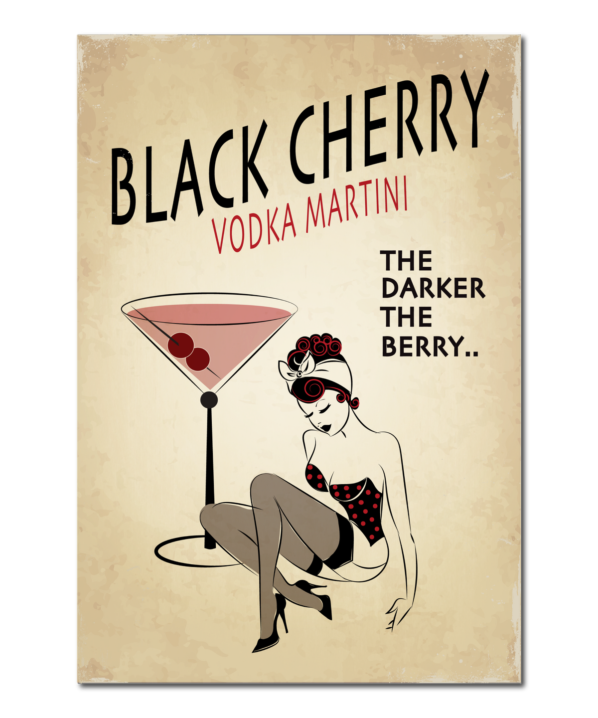 Original Pin-Up Girl Print, "Black Cherry"