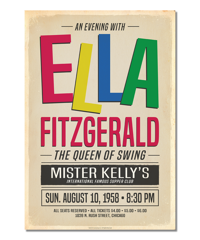 Ella Fitzgerald, Live at Mister Kelly's, 1958 Concert Print Design
