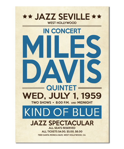 Miles Davis, Kind of Blue in Hollywood, 1959 Concert Print