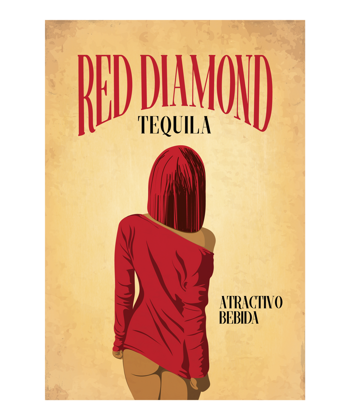 Original Pin-Up Girl Print, "Red Diamond"